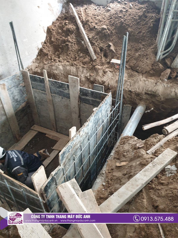 Hình ảnh thực tế thi công hố pit thang máy gia đình tại Lê Chân Hải Phòng