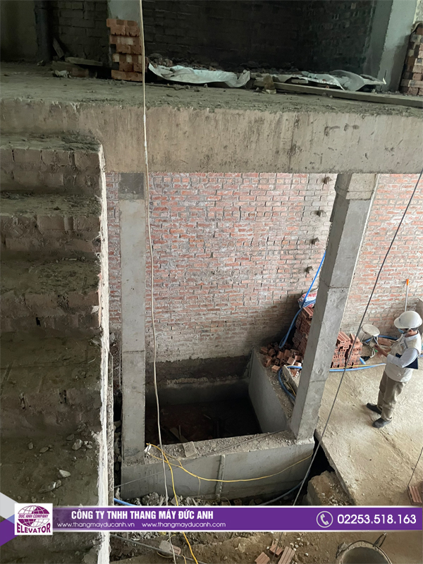 Giám sát và tư vấn lắp đặt hố thang máy 450kg tại tại Hoàng Huy Riverside